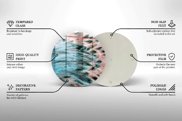 Skärbräda glas unik Boho fågelfjädrar