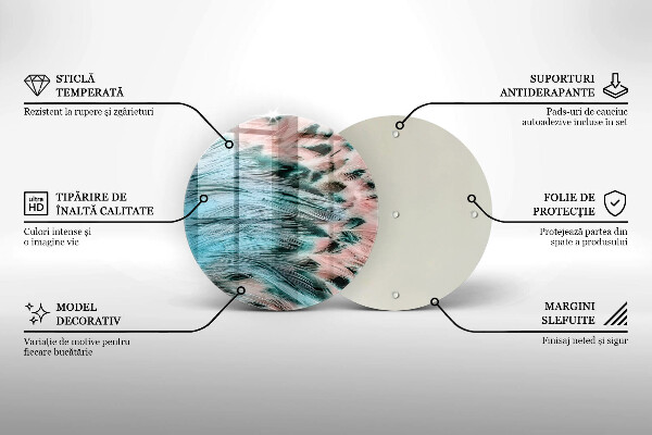 Skärbräda glas unik Boho fågelfjädrar