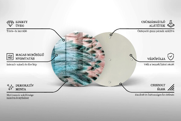 Skärbräda glas unik Boho fågelfjädrar
