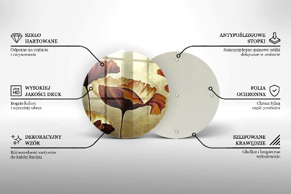Skärbräda glas unik Målade bohoblommor