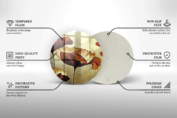 Skärbräda glas unik Målade bohoblommor