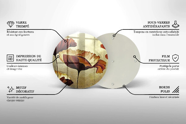 Skärbräda glas unik Målade bohoblommor