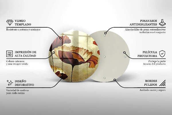 Skärbräda glas unik Målade bohoblommor