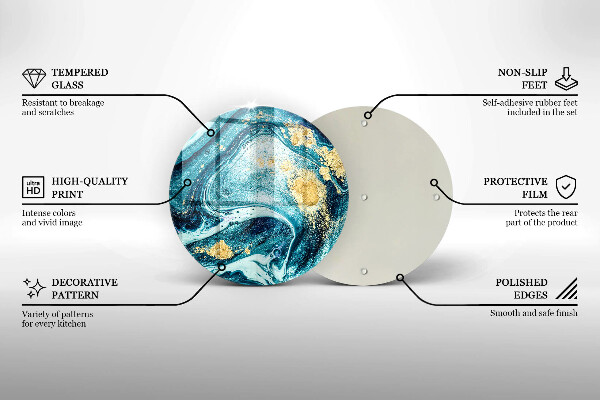 Skärbräda glas unik Blå guld abstraktion