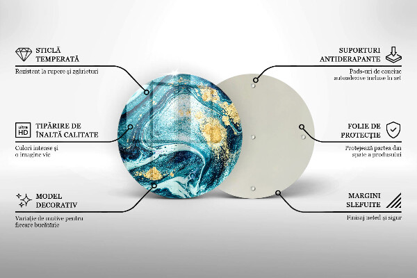 Skärbräda glas unik Blå guld abstraktion