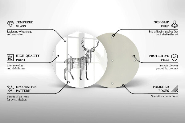 Skärbräda glas unik Rådjur och skog illustration