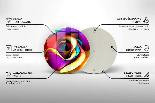 Skärbräda glas unik Färgglada rosenblad