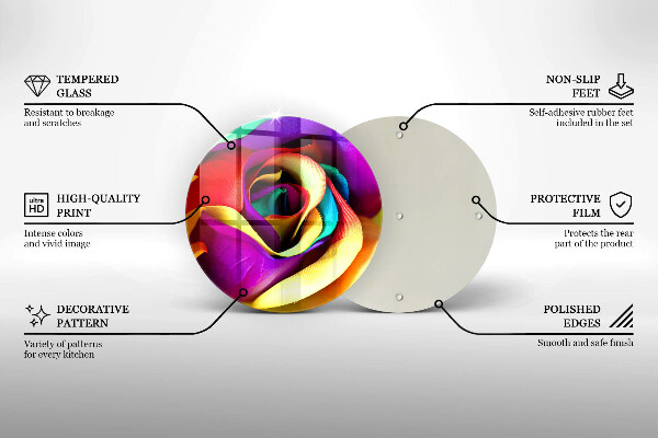 Skärbräda glas unik Färgglada rosenblad