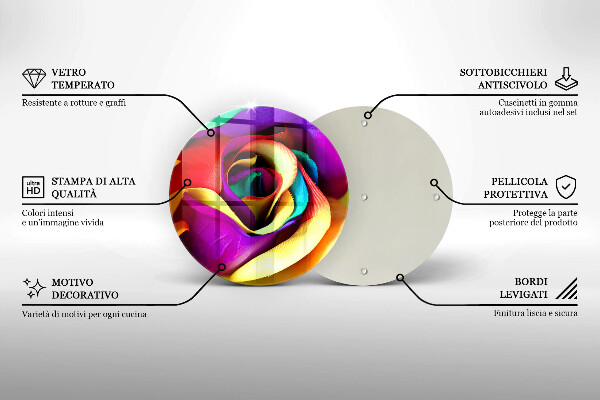 Skärbräda glas unik Färgglada rosenblad