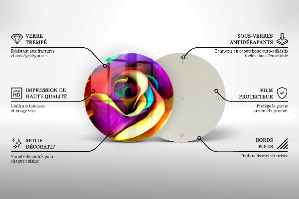 Skärbräda glas unik Färgglada rosenblad