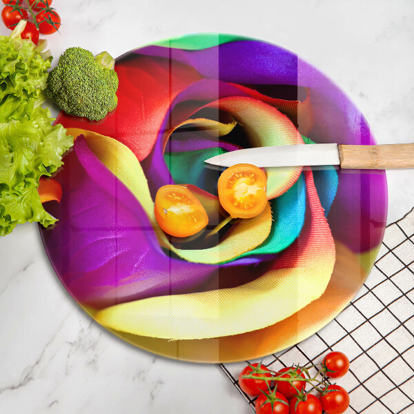 Skärbräda glas unik Färgglada rosenblad