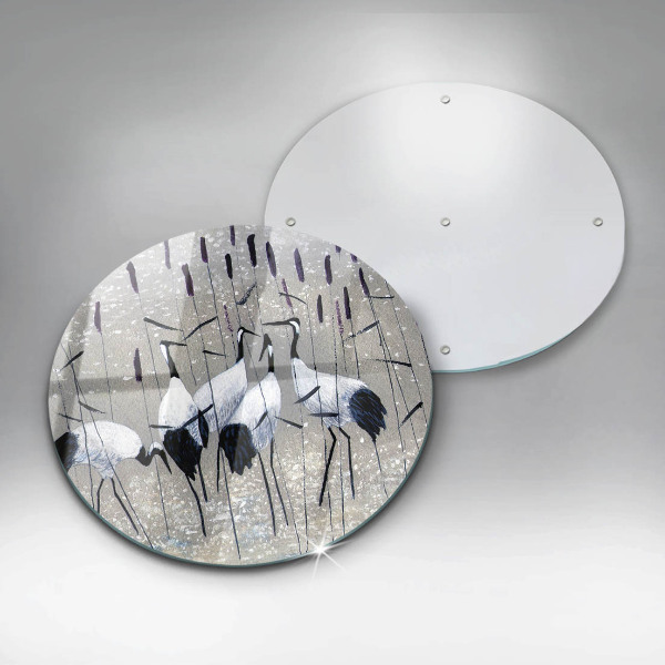 Skärbräda glas unik Japanska tranor