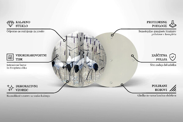 Skärbräda glas unik Japanska tranor