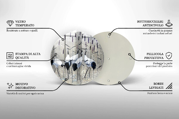 Skärbräda glas unik Japanska tranor