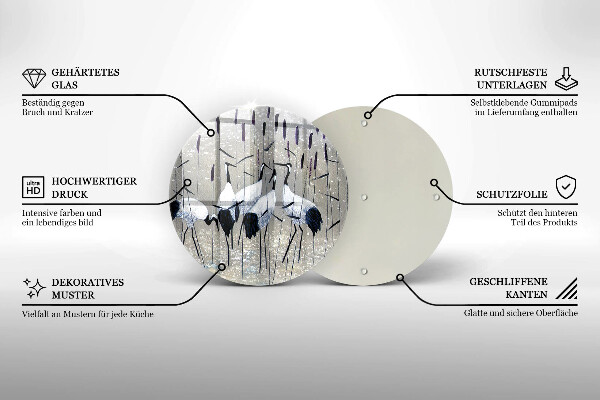Skärbräda glas unik Japanska tranor