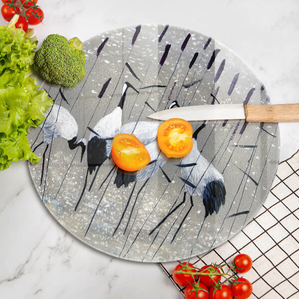 Skärbräda glas unik Japanska tranor