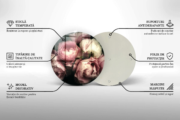 Skärbräda glas unik Pionblommor