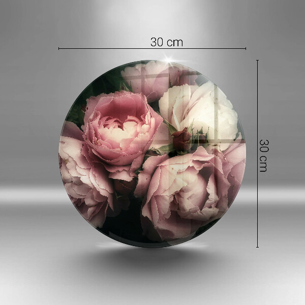 Skärbräda glas unik Pionblommor