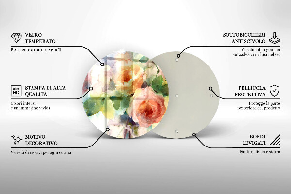 Skärbräda glas unik Målade blommor