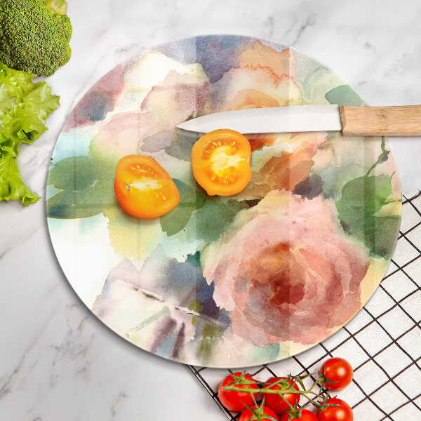 Skärbräda glas unik Målade blommor