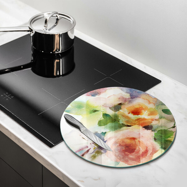 Skärbräda glas unik Målade blommor