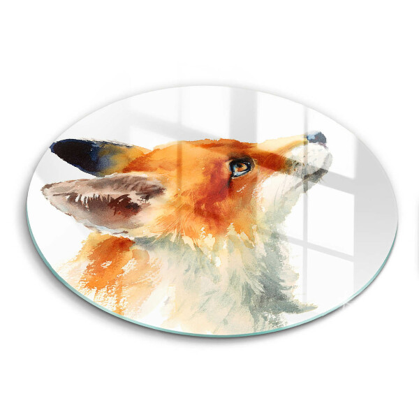 Skärbräda glas unik Målad räv