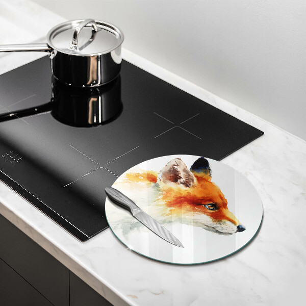 Skärbräda glas unik Målad räv