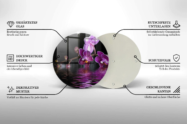 Skärbräda glas unik Orkidé zen vatten