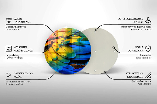 Skärbräda glas unik Färgglada papegojfjädrar