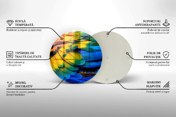 Skärbräda glas unik Färgglada papegojfjädrar
