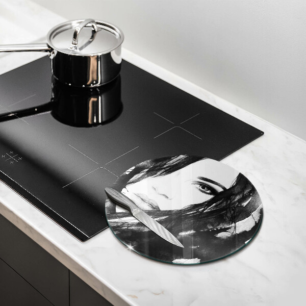 Skärbräda glas unik Kvinnans ansikte