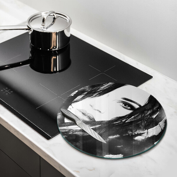 Skärbräda glas unik Kvinnans ansikte