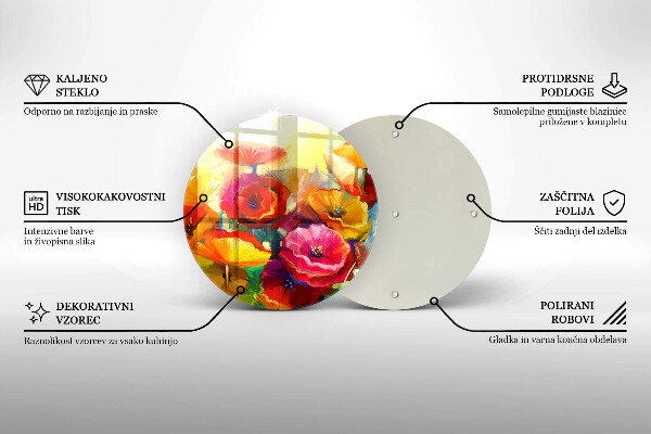 Skärbräda glas unik Målade färgglada blommor