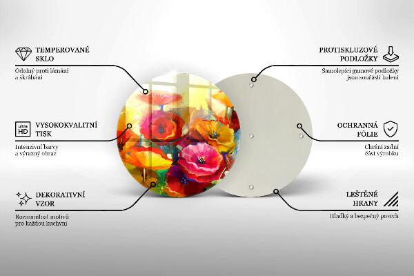 Skärbräda glas unik Målade färgglada blommor