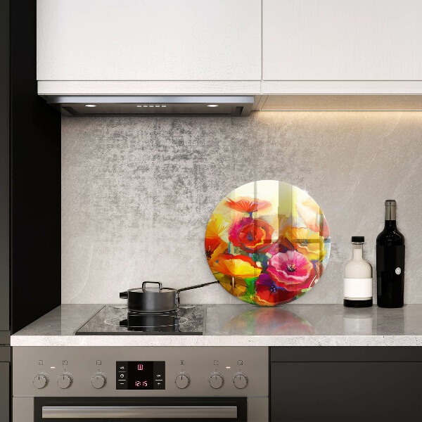 Skärbräda glas unik Målade färgglada blommor