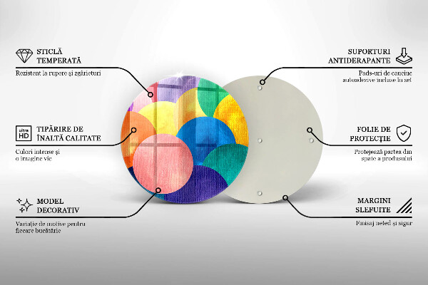 Skärbräda glas unik Färgglada cirklar