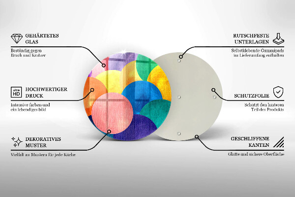 Skärbräda glas unik Färgglada cirklar