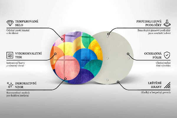Skärbräda glas unik Färgglada cirklar