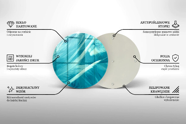 Skärbräda glas unik Fina fjädrar