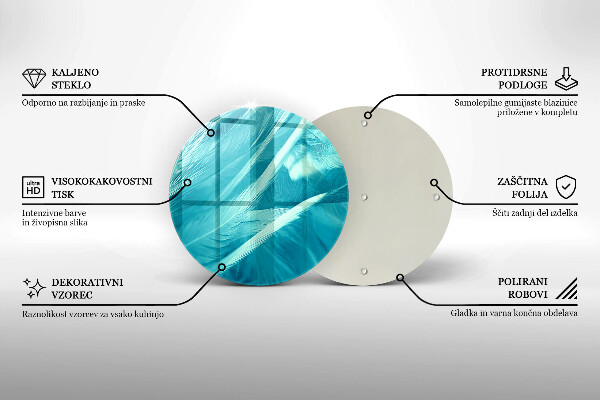 Skärbräda glas unik Fina fjädrar
