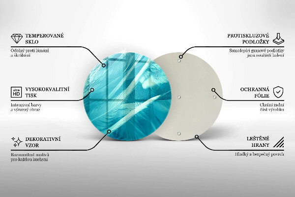 Skärbräda glas unik Fina fjädrar