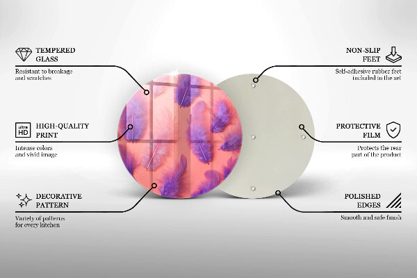 Skärbräda glas unik Fluffiga fjädrar