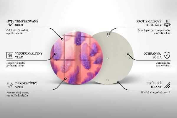 Skärbräda glas unik Fluffiga fjädrar