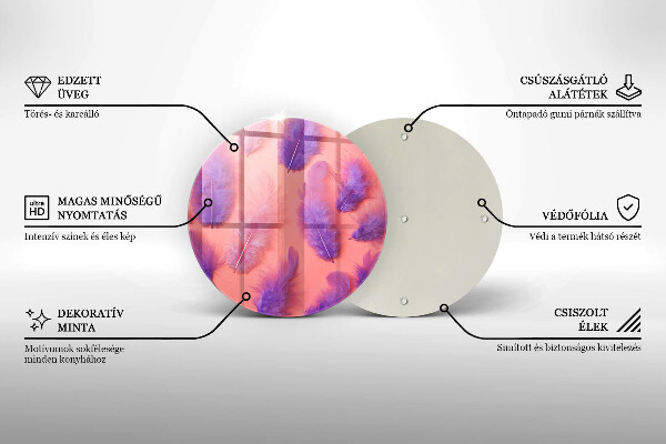 Skärbräda glas unik Fluffiga fjädrar