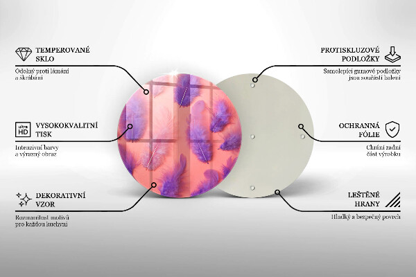 Skärbräda glas unik Fluffiga fjädrar