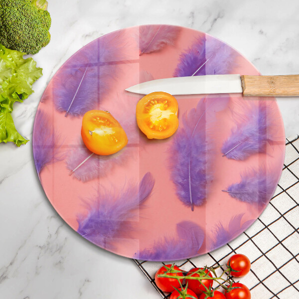 Skärbräda glas unik Fluffiga fjädrar