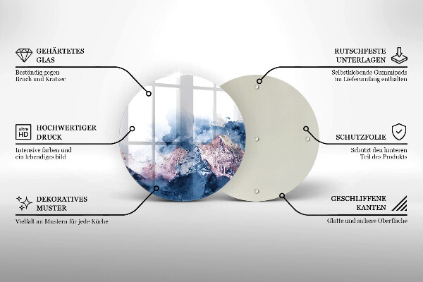Skärbräda glas unik Abstrakt målade berg