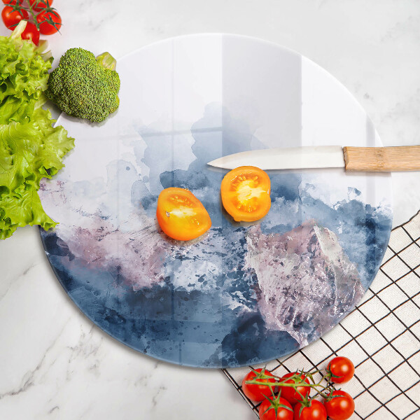 Skärbräda glas unik Abstrakt målade berg