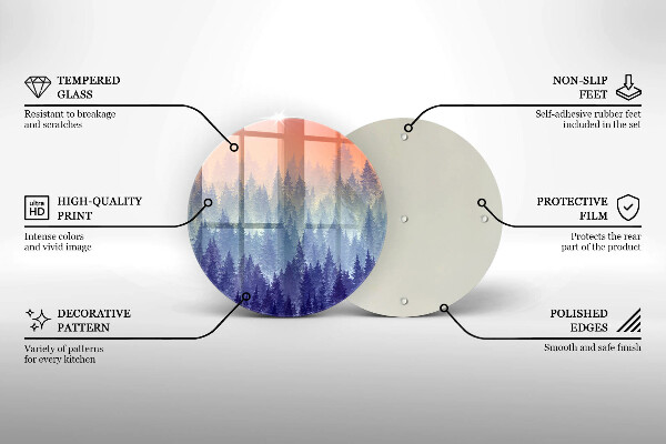 Skärbräda glas unik Skog vid solnedgången