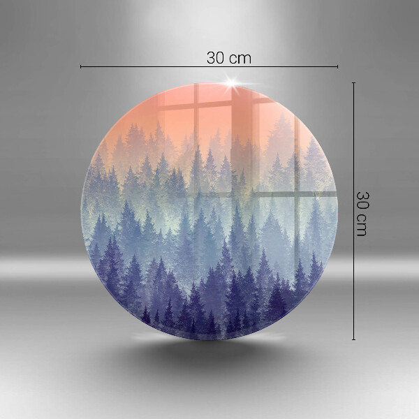 Skärbräda glas unik Skog vid solnedgången